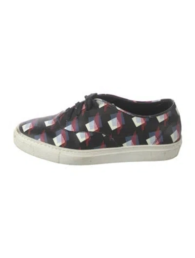 Pre-owned Suno Leather Patterned Sneakers In Black