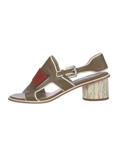 Pre-owned Suno Leather Sandals In Brown