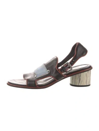 Pre-owned Suno Leather Slingback Sandals In Black