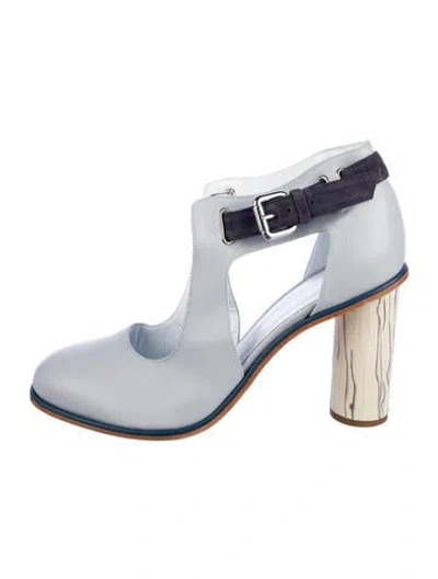 Pre-owned Suno Leather T-strap Pumps In Blue