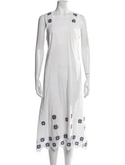 Pre-owned Suno Linen Midi Length Dress In White