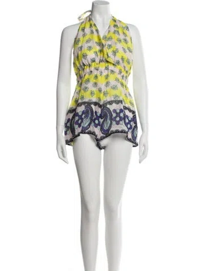 Pre-owned Suno Linen Printed Romper In Multi