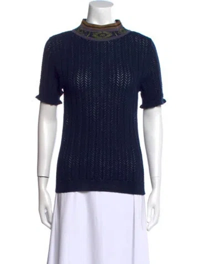 Pre-owned Suno Mock Neck Sweater In Blue