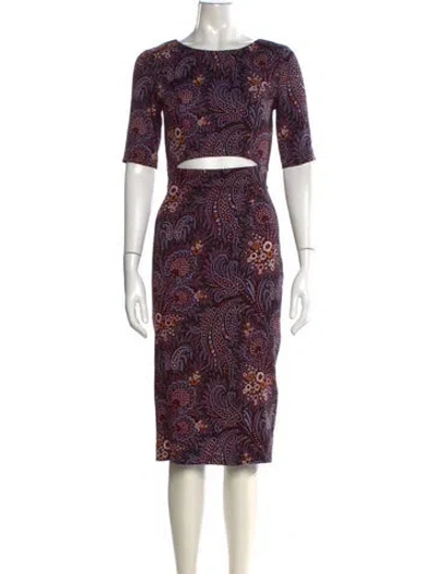 Pre-owned Suno Paisley Print Knee-length Dress In Purple