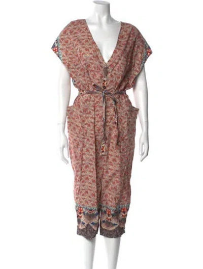 Pre-owned Suno Paisley Print V-neck Jumpsuit In Multi