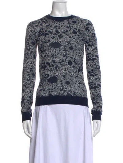 Pre-owned Suno Patterned Crew Neck Sweater In Blue