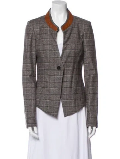 Pre-owned Suno Plaid Print Blazer In Gray