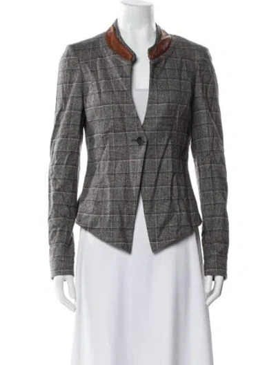 Pre-owned Suno Plaid Print Blazer In Gray