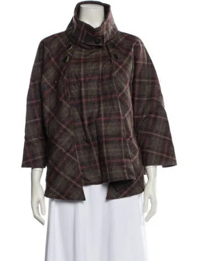 Pre-owned Suno Plaid Print Jacket In Brown