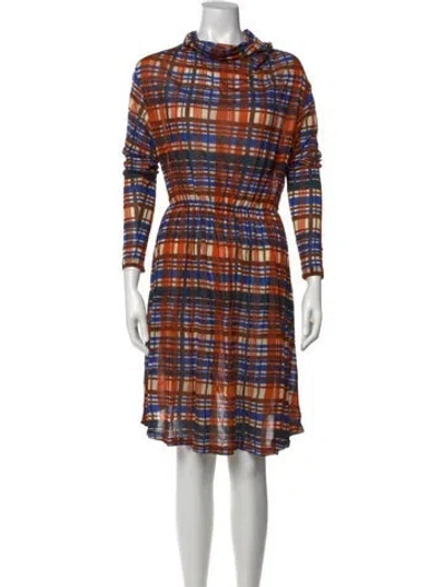 Pre-owned Suno Plaid Print Knee-length Dress