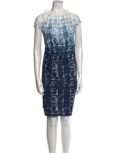 Pre-owned Suno Plaid Print Knee-length Dress In Blue