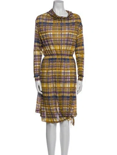Pre-owned Suno Plaid Print Knee-length Dress In Blue