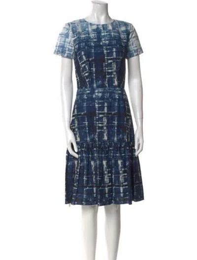 Pre-owned Suno Plaid Print Knee-length Dress In Blue