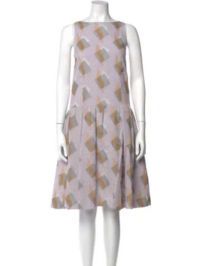 Pre-owned Suno Plaid Print Knee-length Dress In Purple