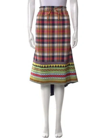 Pre-owned Suno Plaid Print Knee-length Skirt In Red