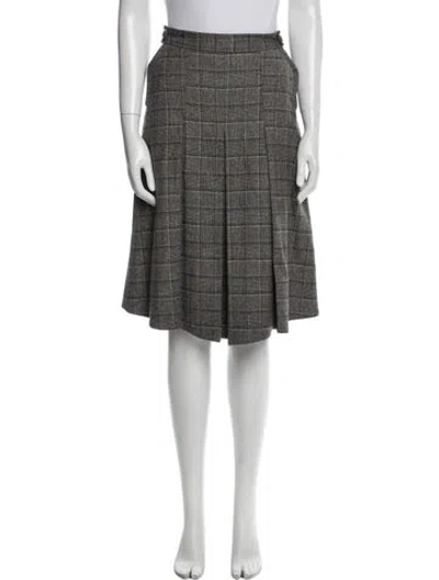 Pre-owned Suno Plaid Print Knee-length Skirt In White