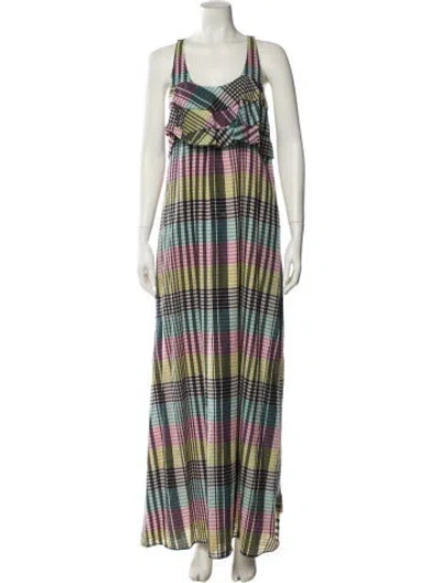 Pre-owned Suno Plaid Print Long Dress In Multi
