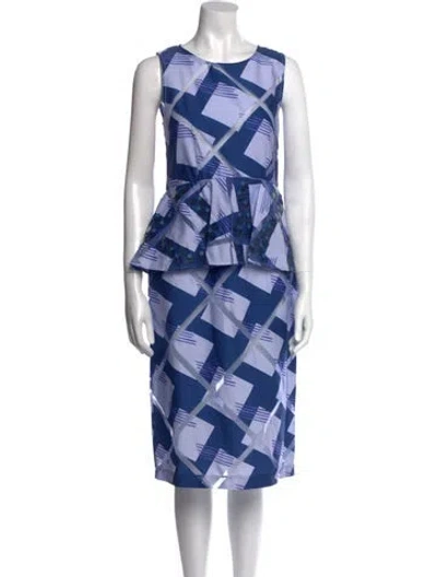 Pre-owned Suno Plaid Print Midi Length Dress In Blue