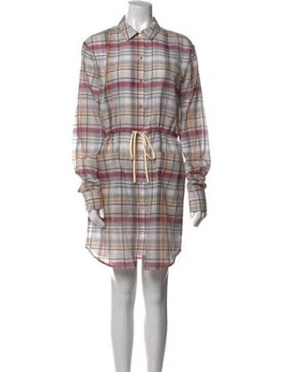 Pre-owned Suno Plaid Print Mini Dress In Gray