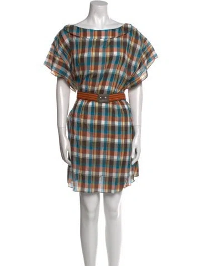 Pre-owned Suno Plaid Print Mini Dress In Multi