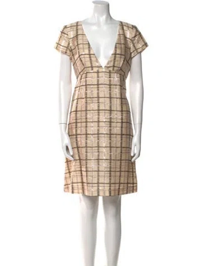 Pre-owned Suno Plaid Print Mini Dress In Neutral