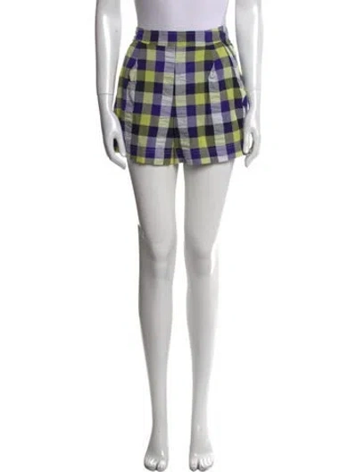 Pre-owned Suno Plaid Print Mini Shorts In Blue