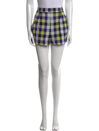Pre-owned Suno Plaid Print Mini Shorts In Blue