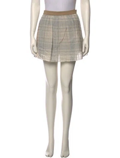 Pre-owned Suno Plaid Print Mini Skirt In Neutral