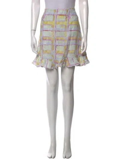 Pre-owned Suno Plaid Print Mini Skirt In White