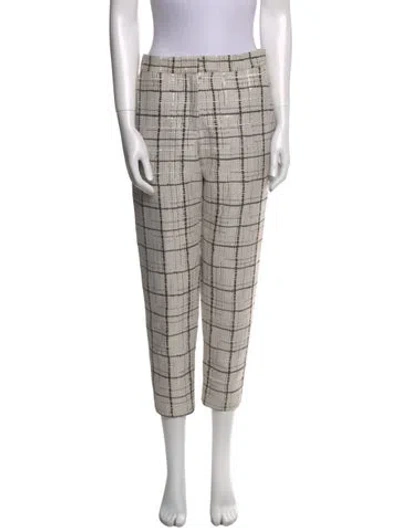 Pre-owned Suno Plaid Print Skinny Leg Pants In Gray