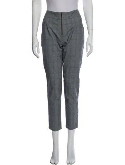 Pre-owned Suno Plaid Print Straight Leg Pants In Gray