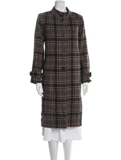Pre-owned Suno Plaid Print Trench Coat In Brown