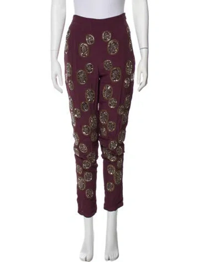 Pre-owned Suno Polka Dot Print Skinny Leg Pants In Purple