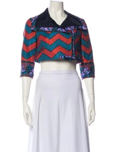 Pre-owned Suno Printed Bolero In Blue