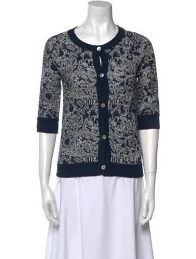 Pre-owned Suno Printed Crew Neck Sweater In Blue