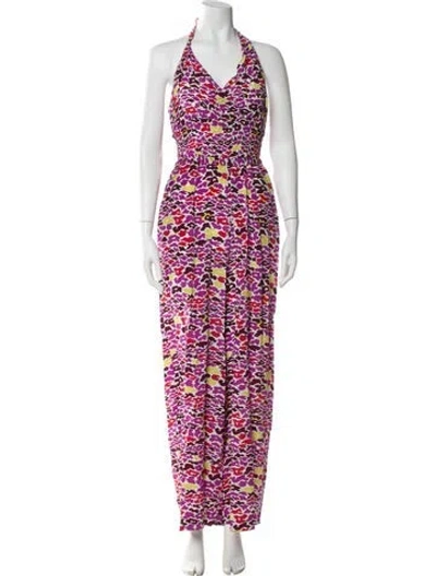 Pre-owned Suno Printed Halterneck Jumpsuit In Multi
