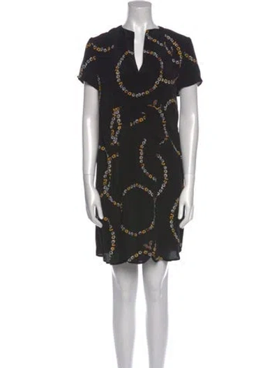 Pre-owned Suno Printed Knee-length Dress In Black