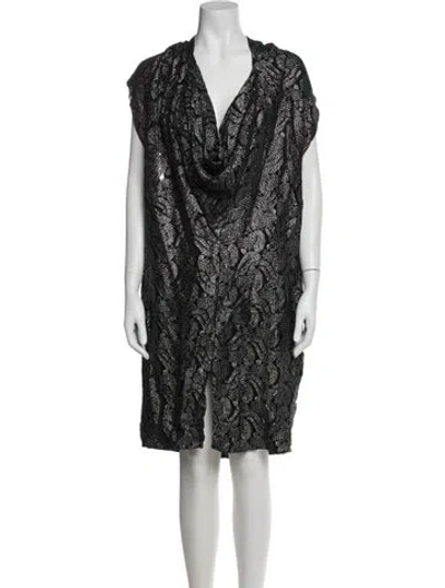 Pre-owned Suno Printed Knee-length Dress In Black