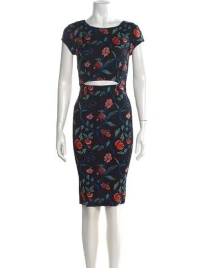 Pre-owned Suno Printed Knee-length Dress In Black