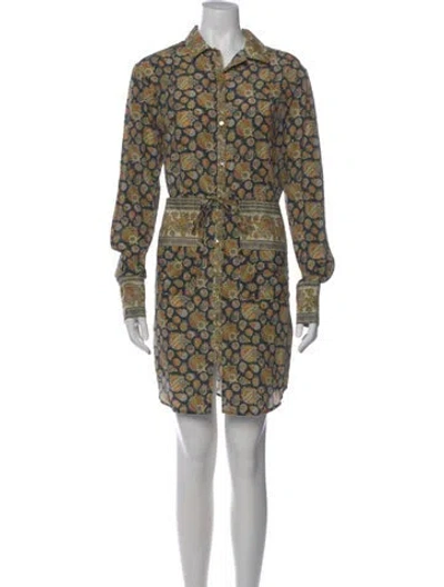 Pre-owned Suno Printed Knee-length Dress In Black