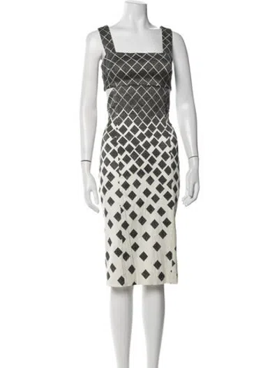 Pre-owned Suno Printed Knee-length Dress In Black