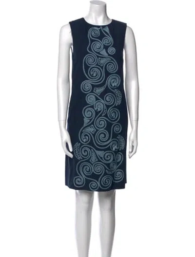 Pre-owned Suno Printed Knee-length Dress In Blue