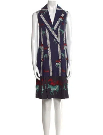 Pre-owned Suno Printed Knee-length Dress In Blue