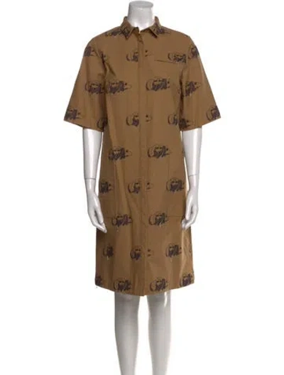 Pre-owned Suno Printed Knee-length Dress In Brown
