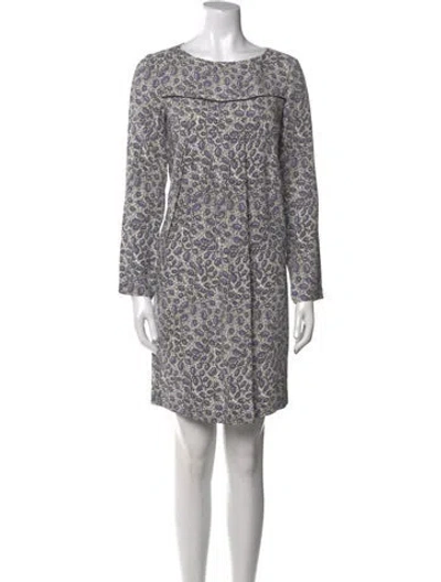Pre-owned Suno Printed Knee-length Dress In Gray