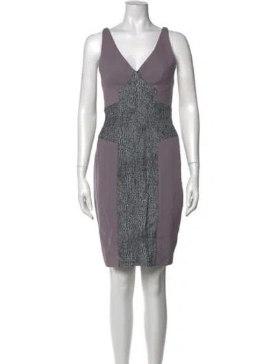 Pre-owned Suno Printed Knee-length Dress In Gray