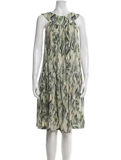 Pre-owned Suno Printed Knee-length Dress In Green