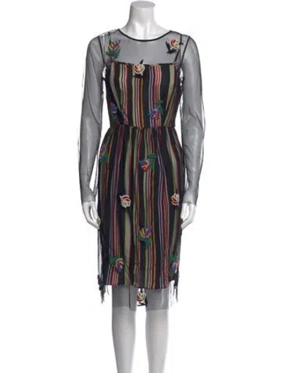 Pre-owned Suno Printed Knee-length Dress In Multi
