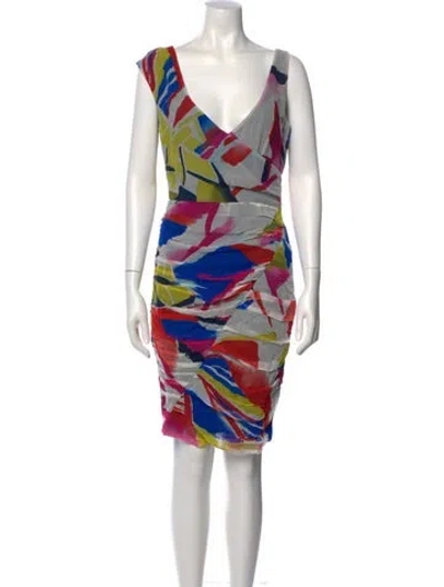 Pre-owned Suno Printed Knee-length Dress In Multi