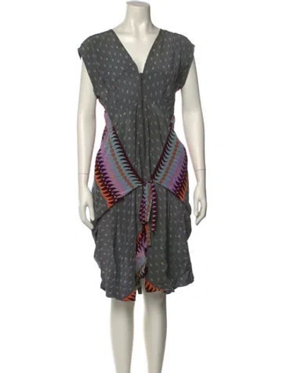 Pre-owned Suno Printed Knee-length Dress In Multi